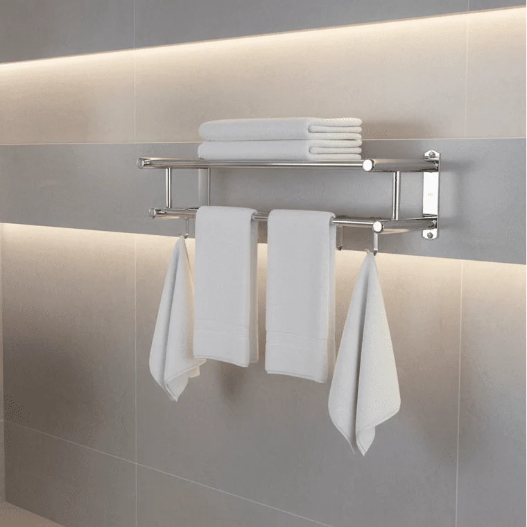 Towel Rails 40 or 50 cm, Bathroom Towel Rail in Brushed Stainless Steel, Wall Mounted Kitchen Towel Holder for Guest WC