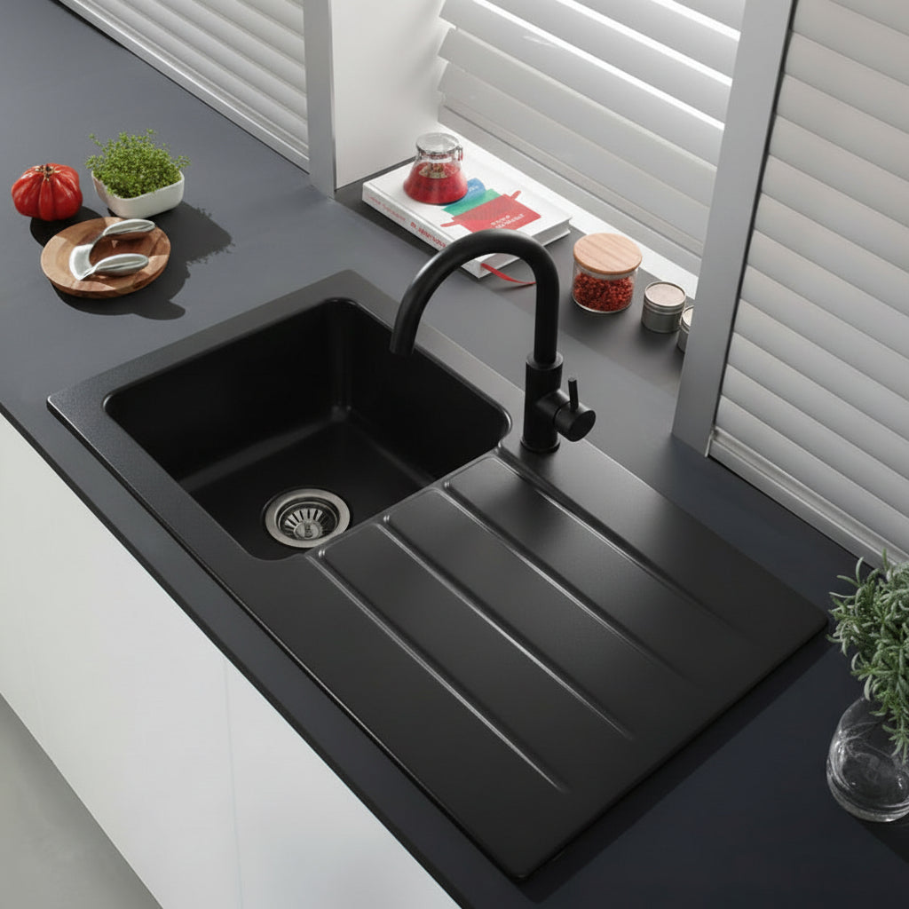 Grey Ceramic Washbasin 50 x 42 cm, Modern Bathroom Basin in Chromite