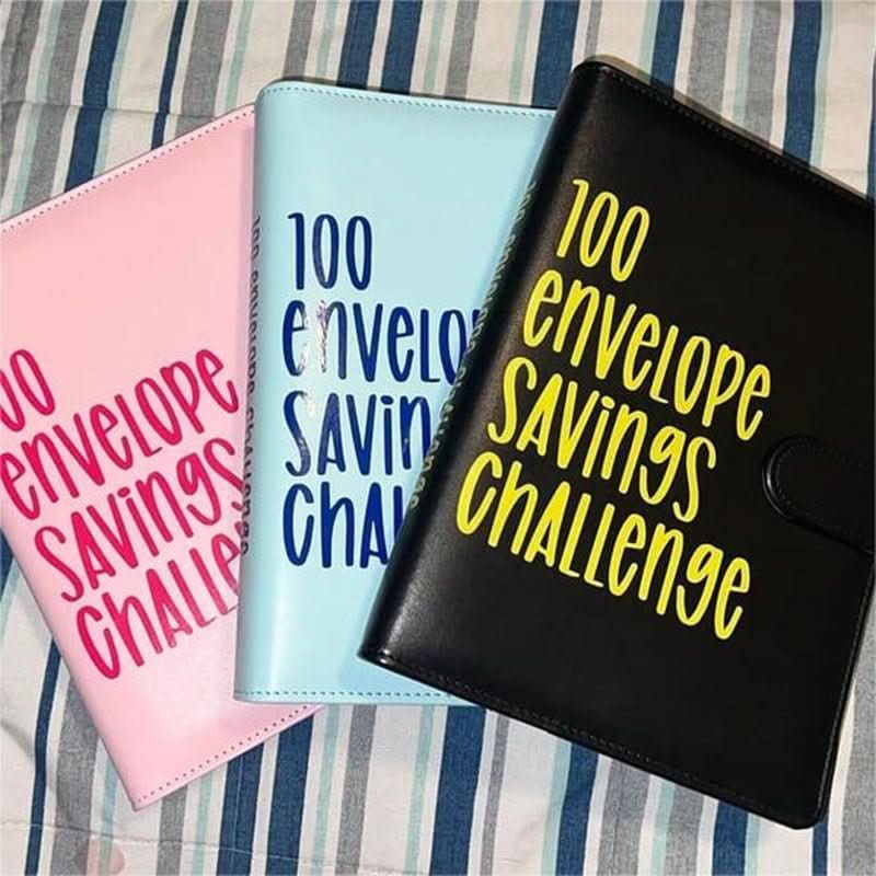 A5 Binder Budget Planner, 100 Envelope Challenge Budget Binder, Savings Challenge Book for Cash Stuffing