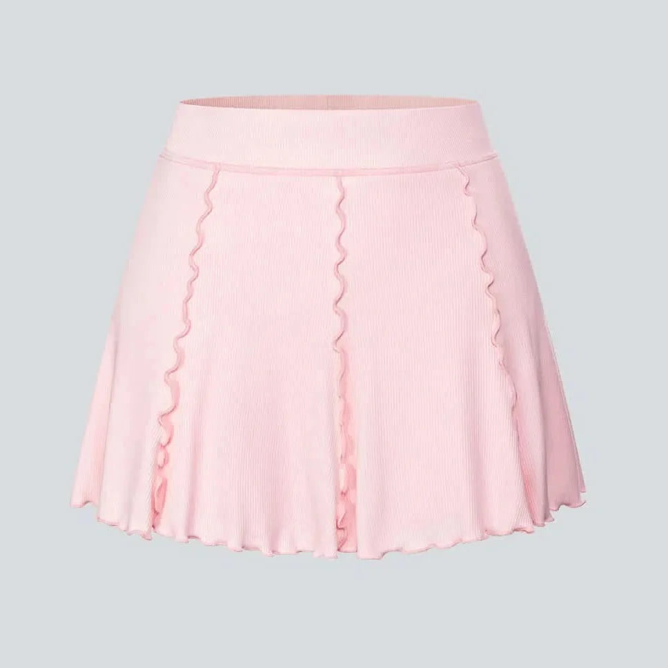 High Waisted Mini Skirt, Ruffle Skirt with Frill Hem – image 7
