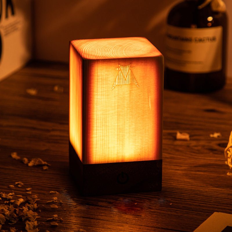 Small Table Lamp, LED Table Lamp with Wood Grain Finish, Modern Bedside Lamp for Home Office and Shelf_07