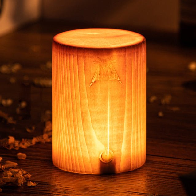 Small Table Lamp, LED Table Lamp with Wood Grain Finish, Modern Bedside Lamp for Home Office and Shelf_00