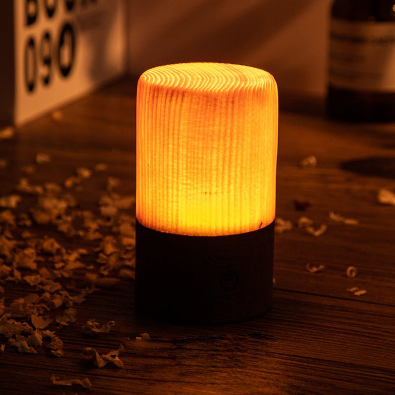 Small Table Lamp, LED Table Lamp with Wood Grain Finish, Modern Bedside Lamp for Home Office and Shelf_06