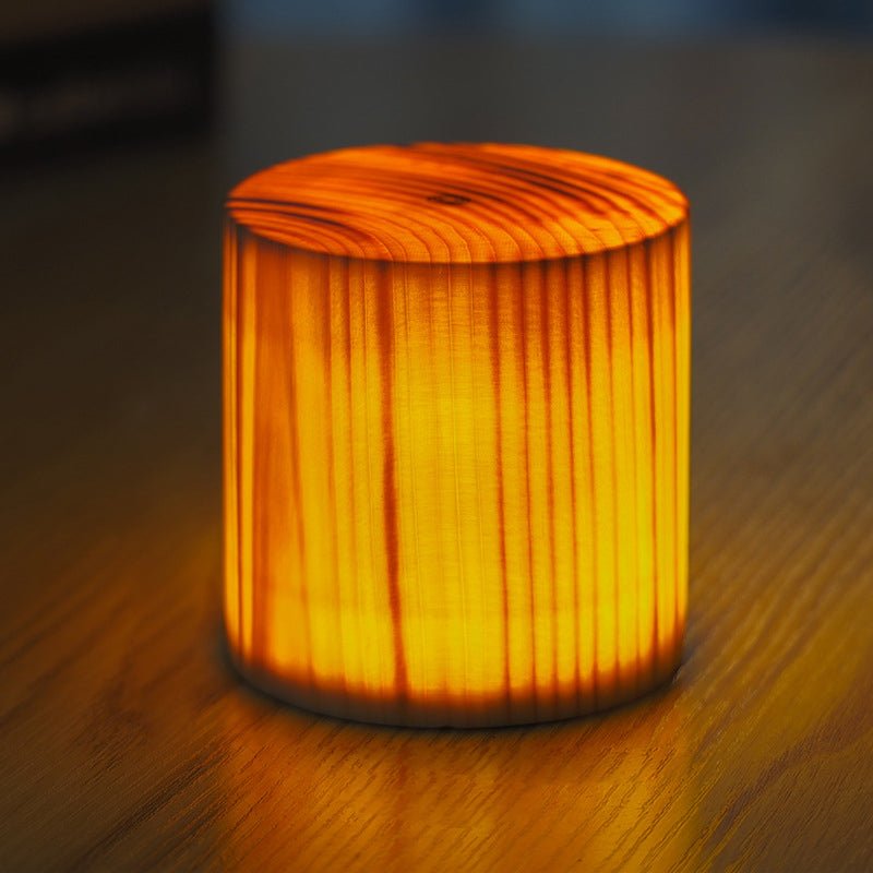 Small Table Lamp, LED Table Lamp with Wood Grain Finish, Modern Bedside Lamp for Home Office and Shelf_02