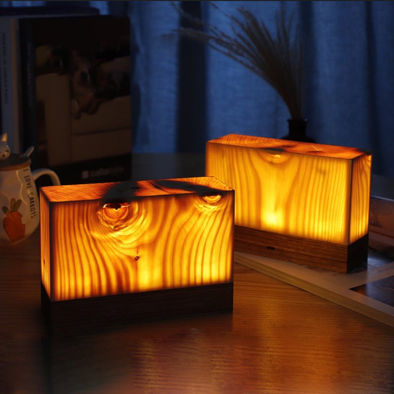 Small Table Lamp, LED Table Lamp with Wood Grain Finish, Modern Bedside Lamp for Home Office and Shelf_08