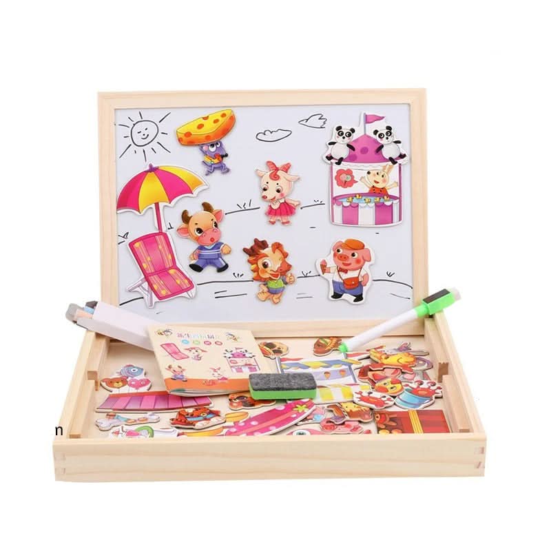 Magnetic Board for Kids, Drawing Board with Magnetic Cards, 3D Wooden Puzzle and Magnetic Game, Wooden Toys for Travel_20