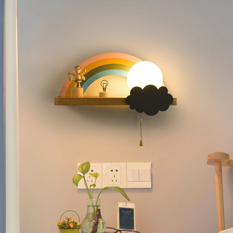 Rainbow Wall Light for Kids Room, Nordic Wall Lamp in Wood and Metal, Indoor Wall Light for Bedroom_03