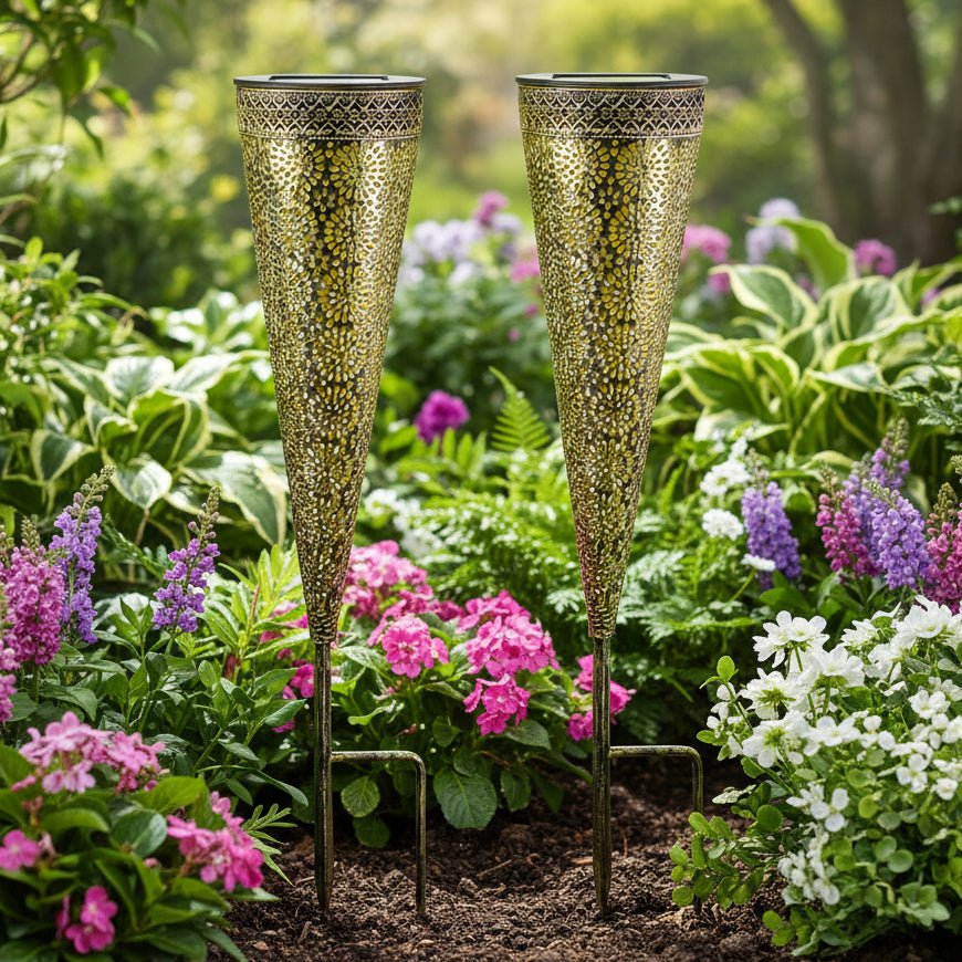 Solar Garden Lights, Solar Lights Outdoor Set of 2 with Ground Spike, Metal Solar Path Lights for Garden Decor_04