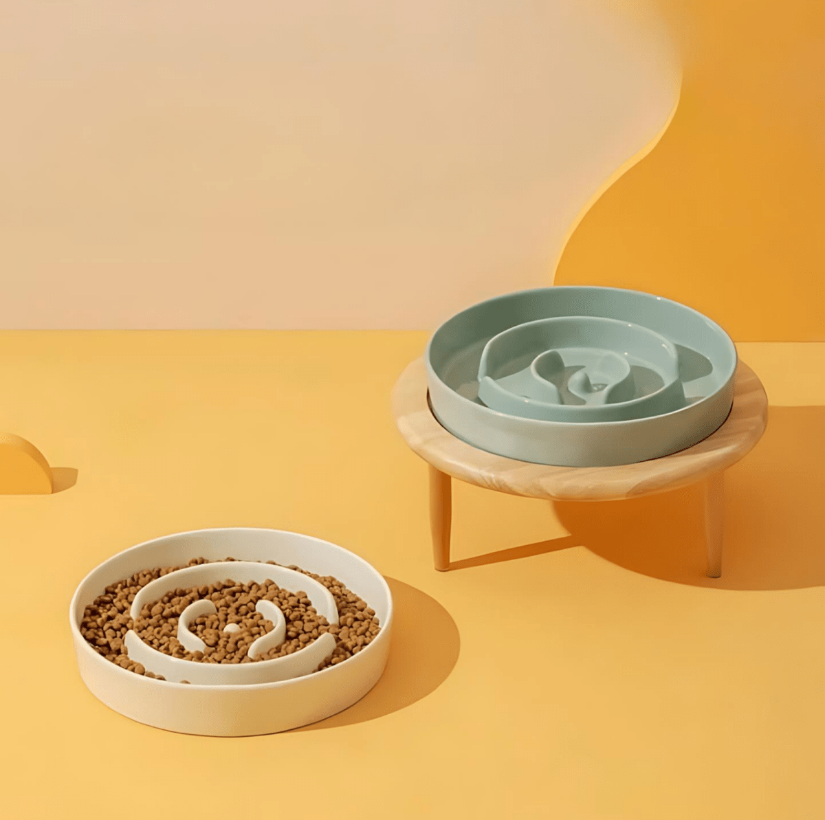 Slow Feeder Dog Bowls, Ceramic Cat Bowl for Dry and Wet Food, Dog Bowl with Stand Option, Slow Feeder for Dogs and Cats