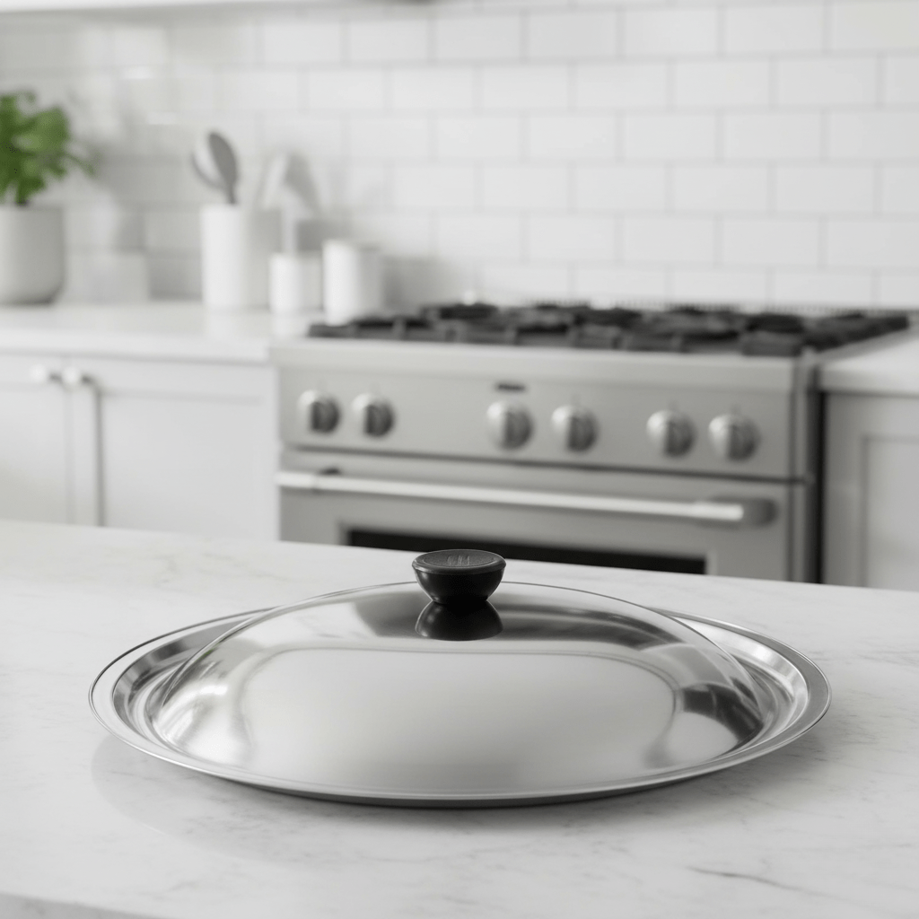 Universal Frying Pan Lid 28 cm, Stainless Steel Wok Lid for 26 to 30 cm Pans, Saucepan Lid with Heat Resistant Handle