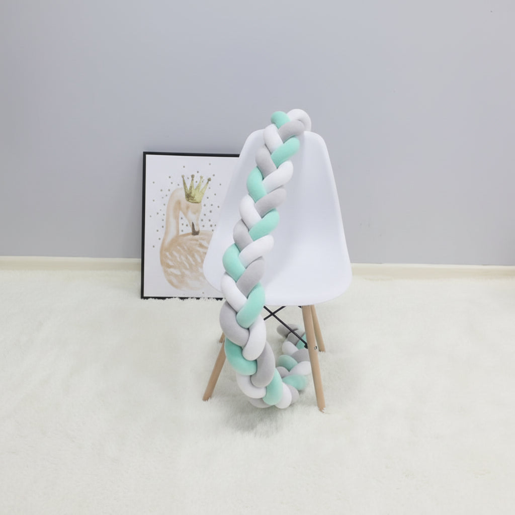 Braided Cot Bumper, Cotton Woven Crib Bumper in 1 to 4 m Lengths, Nursery Decor in Solid Colours_25