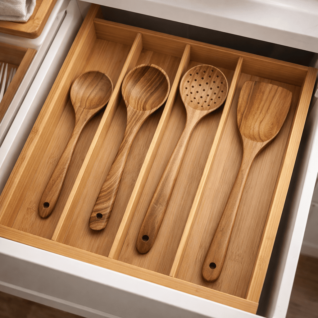 Wooden Kitchen Utensil Set, Wooden Spoons with Spatula, Slotted Spoon, Ladle and Serving Spoon, Wooden Cooking Utensils_02