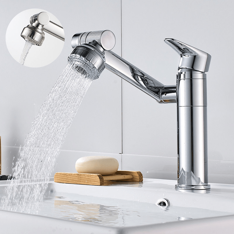 Kitchen Tap with Spray, Single Hole Basin Tap in Stainless Steel