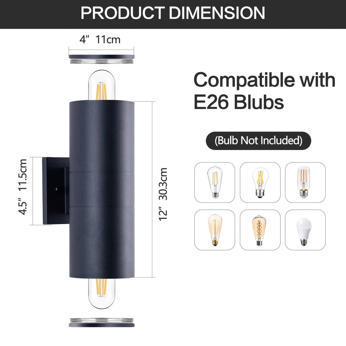 Outdoor Wall Lights Up and Down, Black External Wall Light 2 Pack, Exterior Wall Lights for House Facade_06