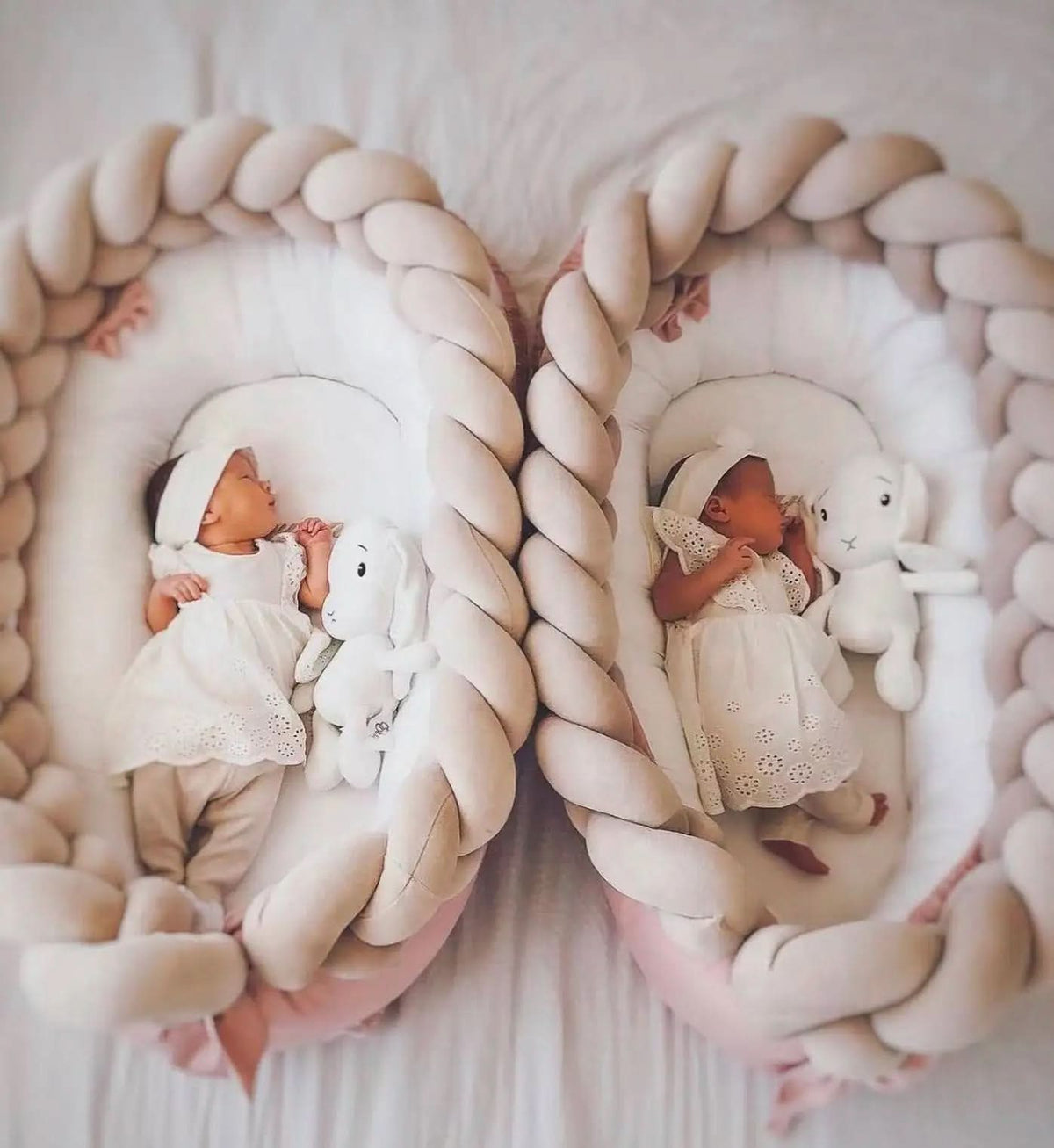 Braided Cot Bumper, Cotton Woven Crib Bumper in 1 to 4 m Lengths, Nursery Decor in Solid Colours_00