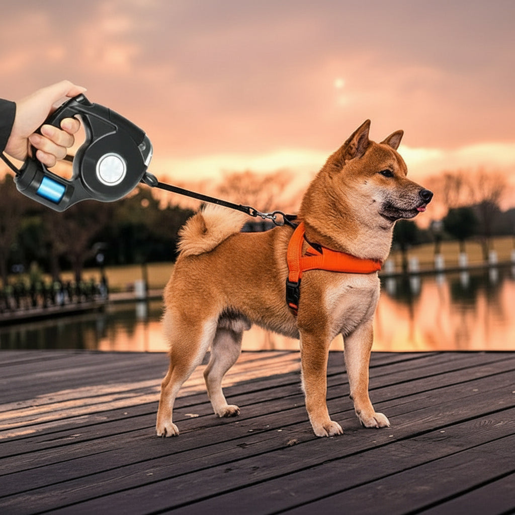Extendable Dog Lead with LED Torch, Long Dog Lead 4.5 m, Light Up Dog Lead for Night Walks_02