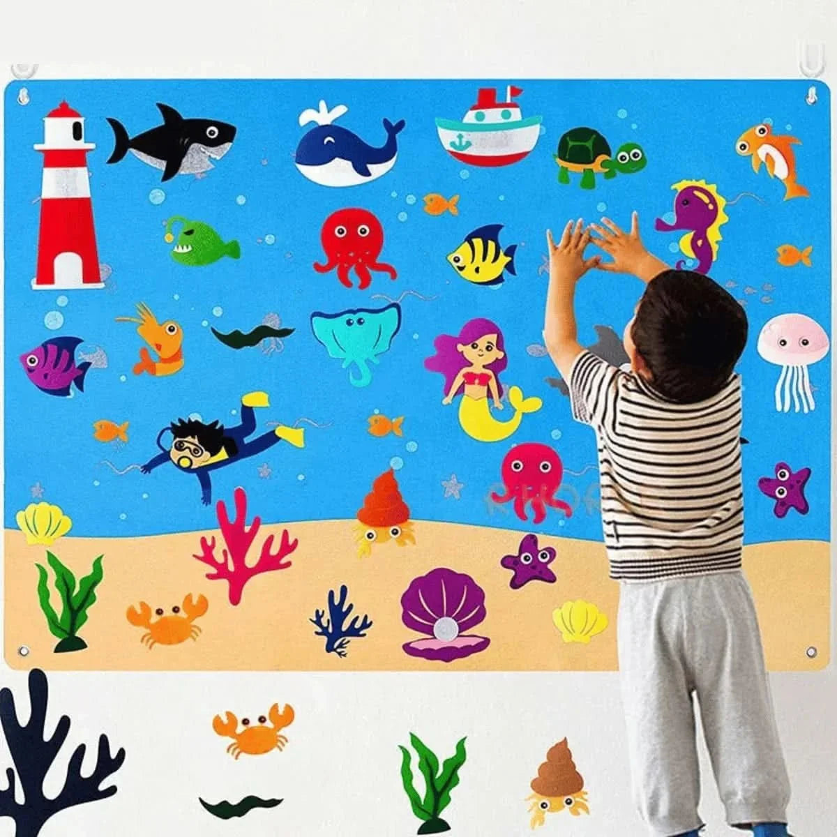 Felt Board for Kids with Felt Animals, Educational Toys, Felt Story Board 75 x 105 cm, Learning Toys_08