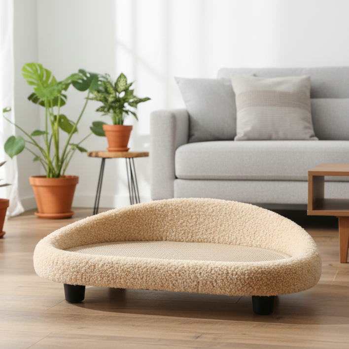 Cat Cave Bed with Sisal Scratching Surface, Cosy Cat Bed with Washable Cushion, Cat Scratcher Bed