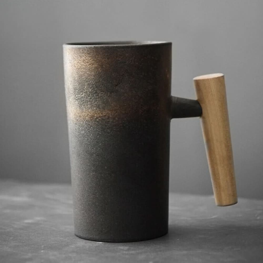 Coffee Cups, Handmade Ceramic Coffee Mug with Wood Handle, Cappuccino Cup, Latte Cup in Nordic Design_07