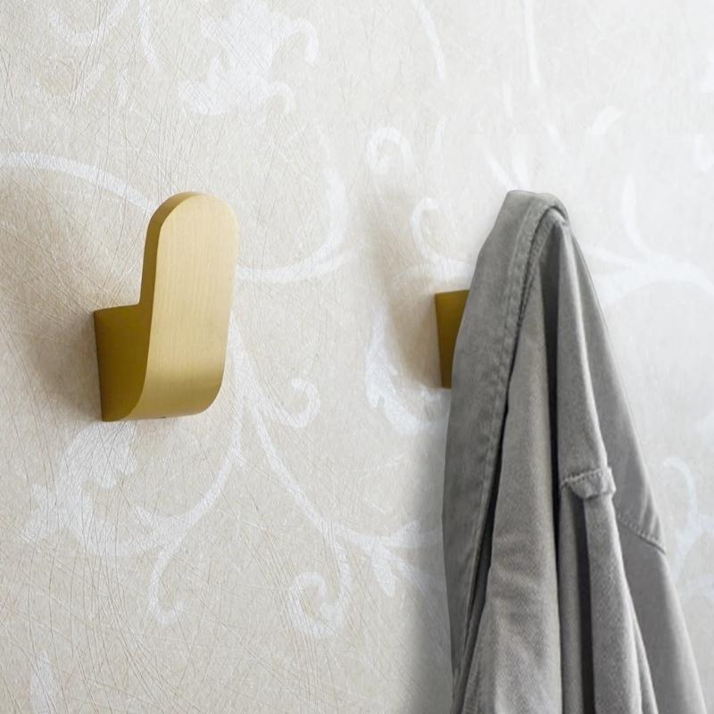 Coat Hooks, Gold Brass Wall Hooks for Bathrobe and Towels, Bathroom Towel Hook for Hallway and Bedroom_03