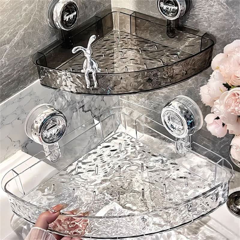 Wall Shelf No Drill, Corner Shelf with Suction Cup, Bathroom Storage, Kitchen Shelf for Office and Living Room_02