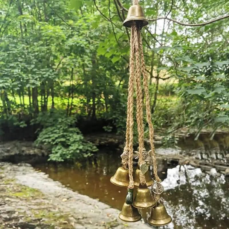 Wind Chimes, Witch Bells for Door with Tree of Life Charm and Brass Bells, Witchy Gifts, Housewarming Gift