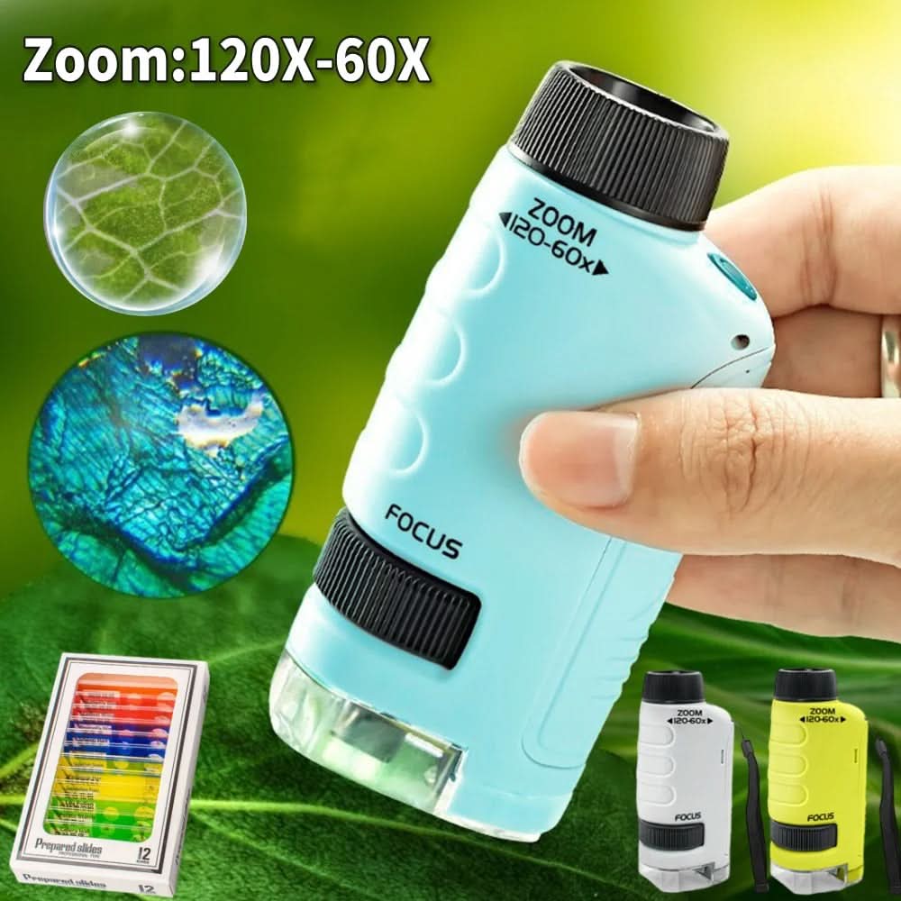 Microscope with Light for Kids, Pocket Microscope 60x to 120x, Science Kit, STEM Educational Toys for Young Explorers_01