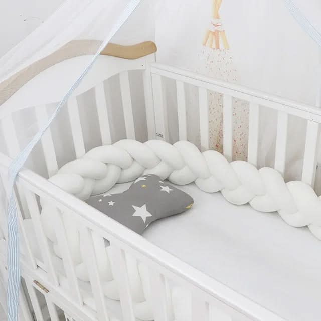 Braided Cot Bumper, Cotton Woven Crib Bumper in 1 to 4 m Lengths, Nursery Decor in Solid Colours_11