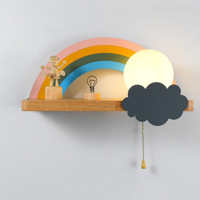 Rainbow Wall Light for Kids Room, Nordic Wall Lamp in Wood and Metal, Indoor Wall Light for Bedroom_05