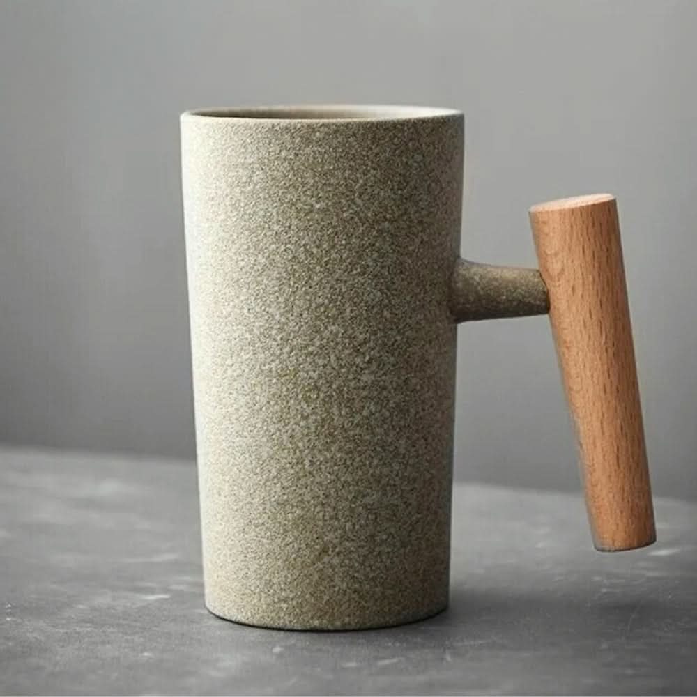 Coffee Cups, Handmade Ceramic Coffee Mug with Wood Handle, Cappuccino Cup, Latte Cup in Nordic Design_06