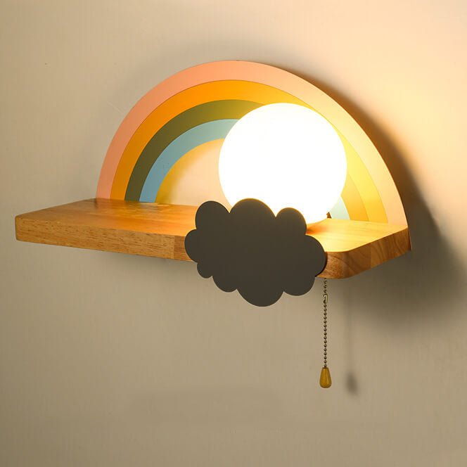 Rainbow Wall Light for Kids Room, Nordic Wall Lamp in Wood and Metal, Indoor Wall Light for Bedroom_06
