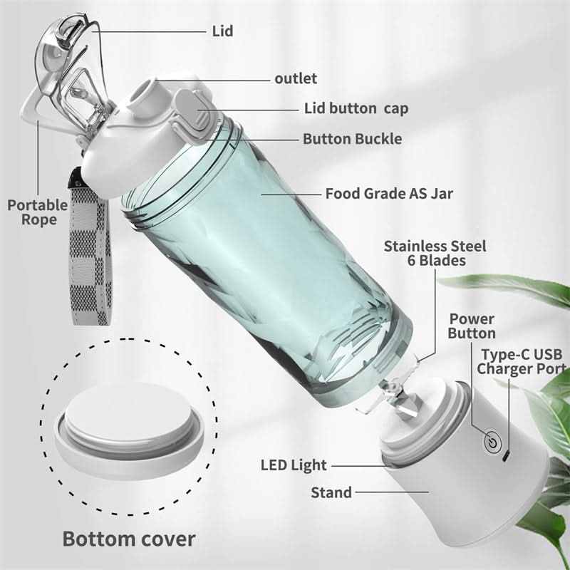 Portable Smoothie Blender, Smoothie Maker, Portable Blender for Protein Shakes, USB Rechargeable Mini Blender_04