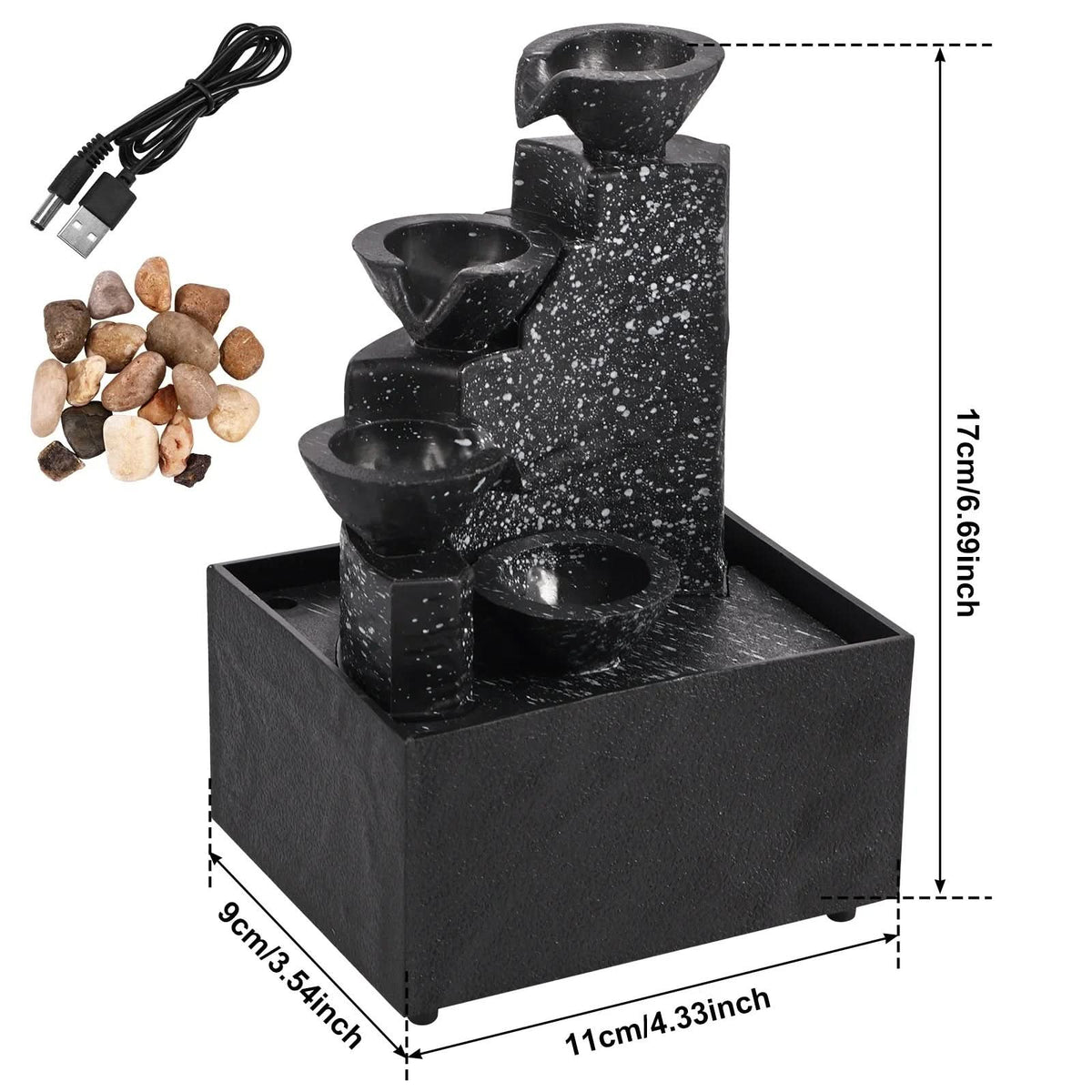 Indoor Water Fountain, Tabletop Waterfall Fountain with LED Ambient Lighting, Indoor Water Feature for Home Decor_08