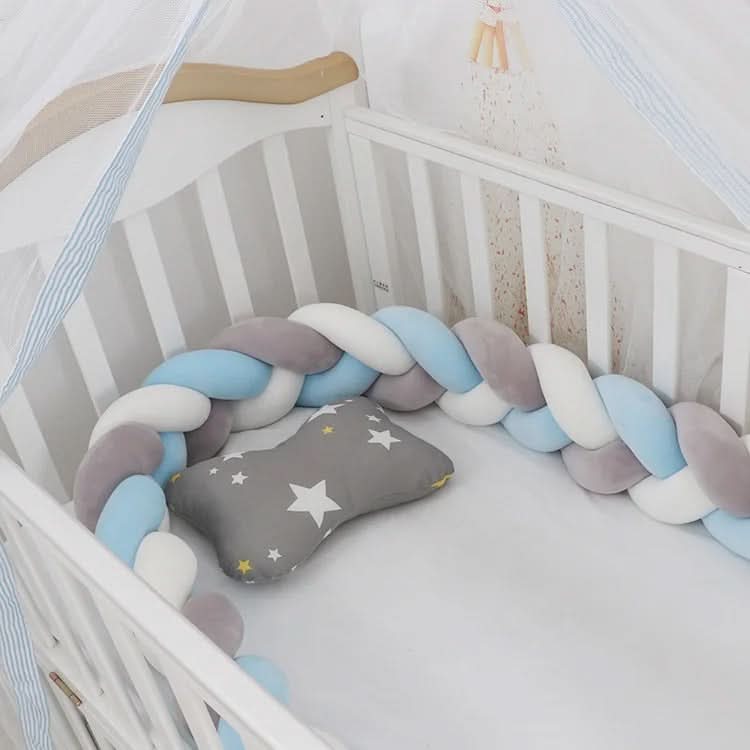Braided Cot Bumper, Cotton Woven Crib Bumper in 1 to 4 m Lengths, Nursery Decor in Solid Colours_17