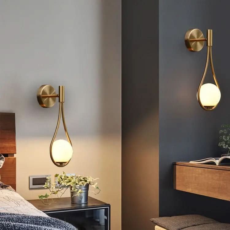 Living Room Wall Lights, Modern Wall Sconces with Glass Globe, Nordic Wall Lamp for Bedroom and Hallway_02