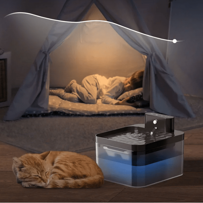 Motion Sensor Cat Water Fountain, Cat Drinking Fountain with Filter, Pet Water Fountain 2 Litre, Cat Water Dispenser