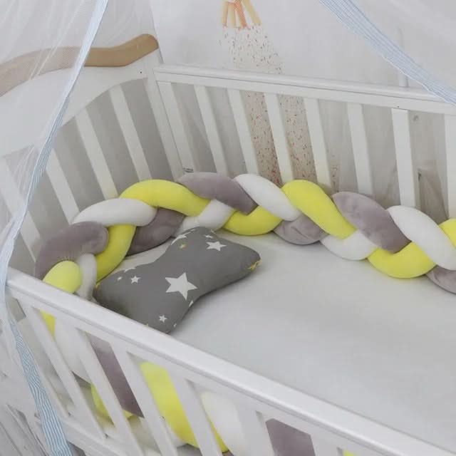 Braided Cot Bumper, Cotton Woven Crib Bumper in 1 to 4 m Lengths, Nursery Decor in Solid Colours_07