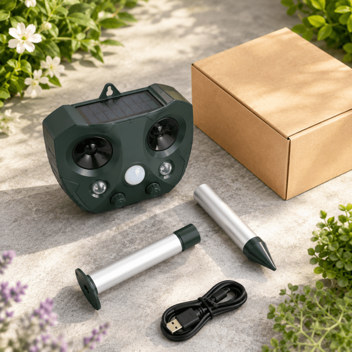 Bird Deterrent, Ultrasonic Pest Repeller with PIR Motion Sensor, Solar Bird Scarer for Garden and Terrace
