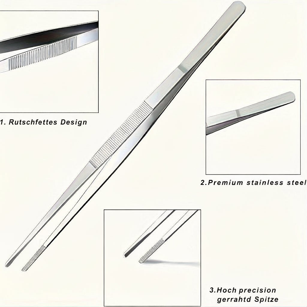 Kitchen Tongs 25 cm, Stainless Steel BBQ Tongs for Grilling, Barbecue Accessories, Kitchen Utensils for Picnic_02
