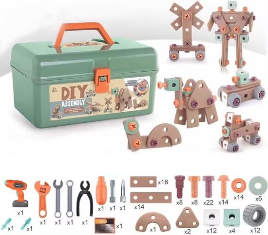 Construction Toy Tool Set in 149 to 198 Pieces, Role Play Toys for Little Builders, Toy Tools for Screwing and Building_01