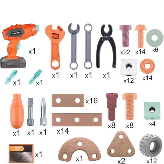 Construction Toy Tool Set in 149 to 198 Pieces, Role Play Toys for Little Builders, Toy Tools for Screwing and Building_02