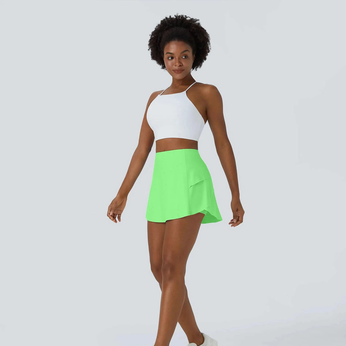 Skorts for Women, Dance Skirt with Shorts and Back Pocket, A Line Mini Skirt with Flat High Waistband