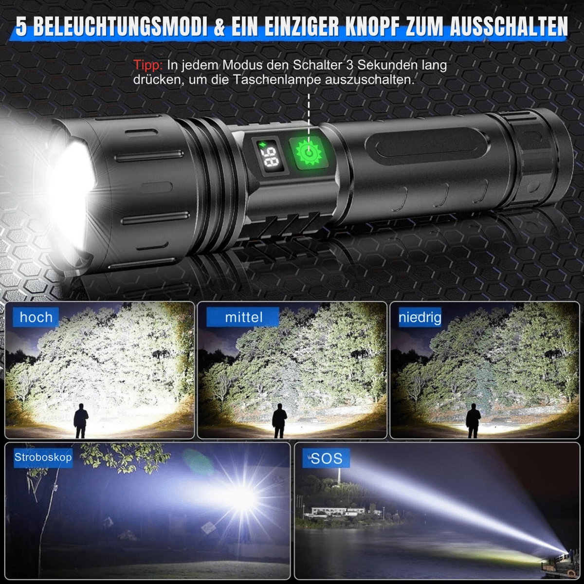 Rechargeable Torches, LED Torch with Power Bank, Powerful Torch for Camping, LED Flashlight for Everyday Use_03