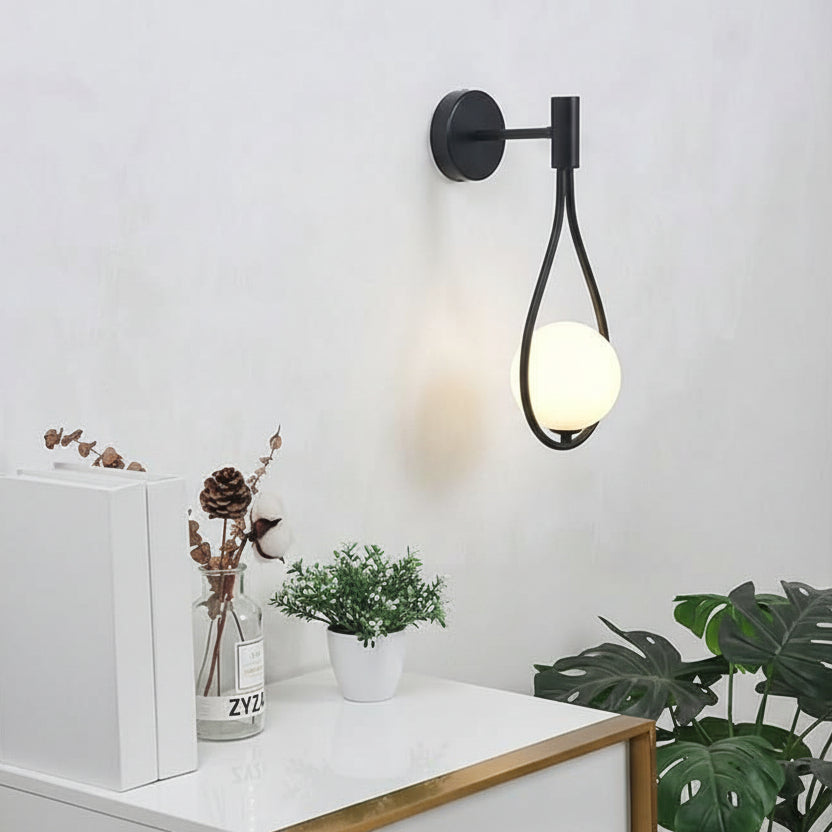 Living Room Wall Lights, Modern Wall Sconces with Glass Globe, Nordic Wall Lamp for Bedroom and Hallway_05