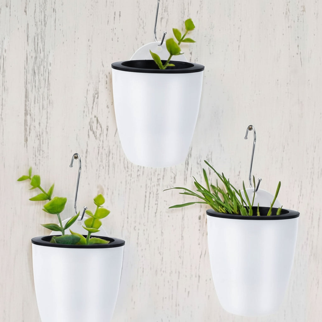 Self Watering Plant Pots, Wall Mounted Flower Pot with Bracket, Vertical Wall Planter for Indoor and Outdoor Plants_01