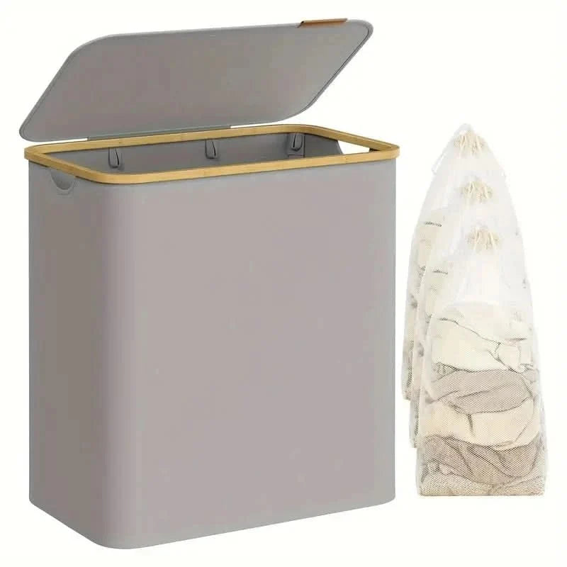 Laundry Baskets, Collapsible Laundry Basket with 3 Compartments – image 4