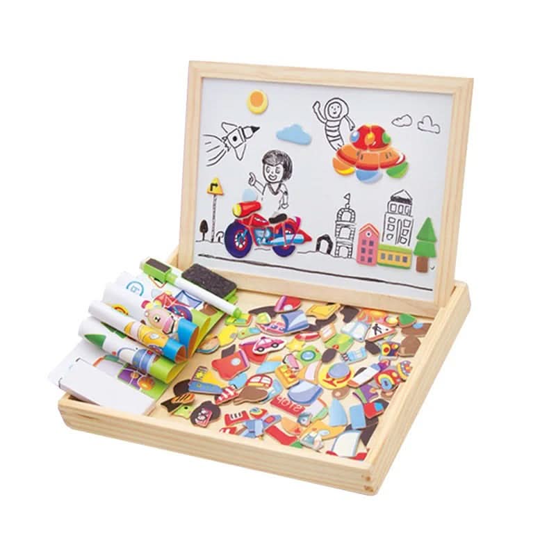 Magnetic Board for Kids, Drawing Board with Magnetic Cards, 3D Wooden Puzzle and Magnetic Game, Wooden Toys for Travel_14