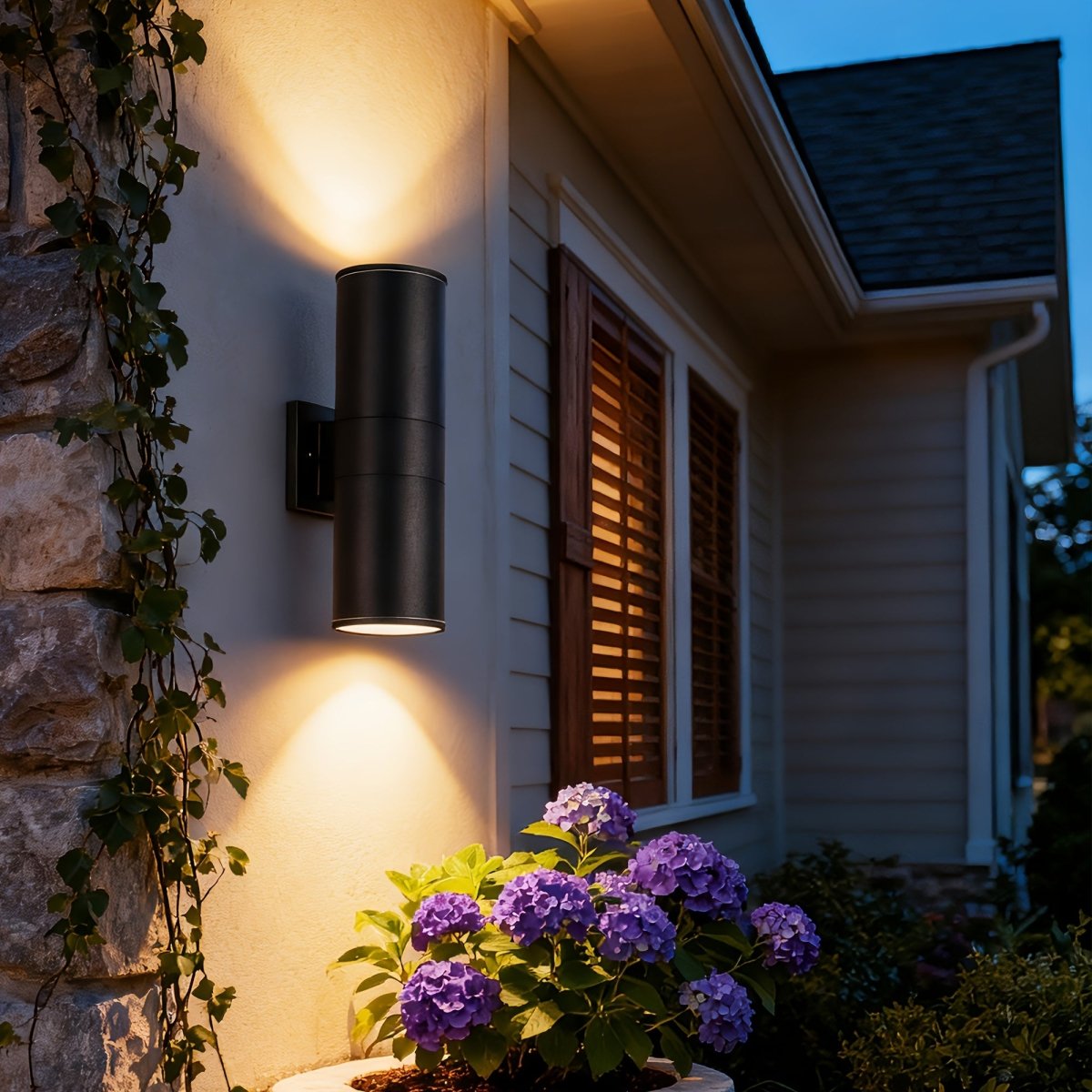 Outdoor Wall Lights Up and Down, Black External Wall Light 2 Pack, Exterior Wall Lights for House Facade_02