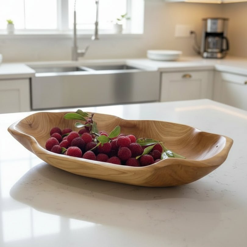 Decorative Wooden Tray, Coffee Table Tray with Arched Design, Wooden Serving Tray for Drinks and Snacks