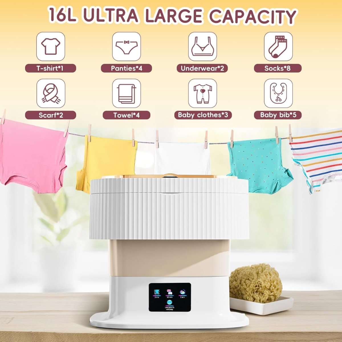 Portable Washing Machine, Foldable Mini Washing Machine 11 L with 4 Wash Modes – image 4